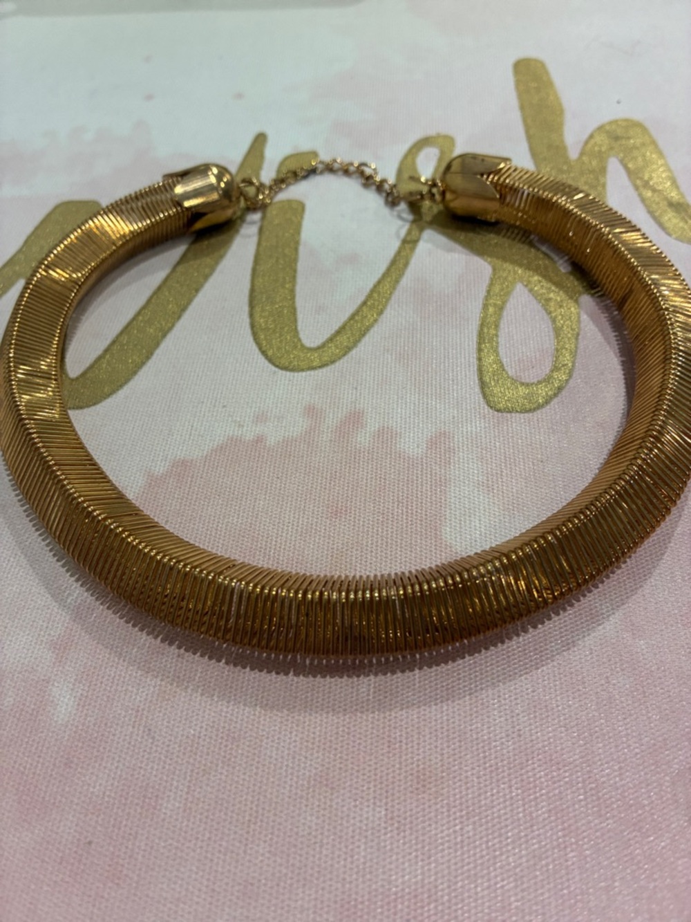 Gold Herringbone Collar Necklace - Women's Fashion Jewelry